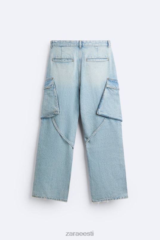 Zara laia istuvusega cargo teksad mehed sinine Roheline Riietus 42F0H1102