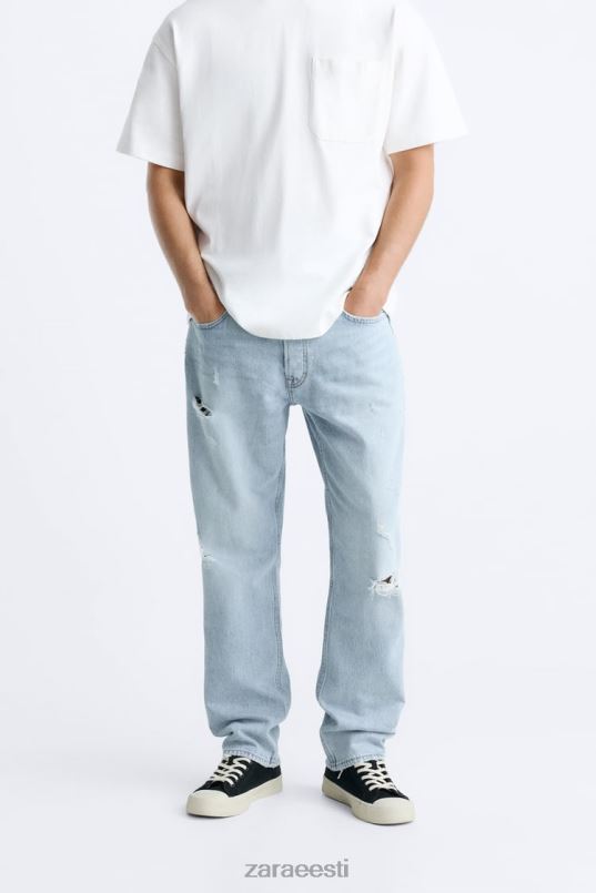 Zara rebitud sirgjoonelised teksad mehed keskmine sinine Riietus 42F0H1090