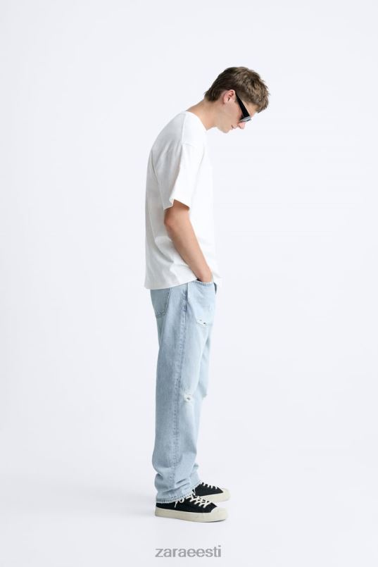 Zara rebitud sirgjoonelised teksad mehed keskmine sinine Riietus 42F0H1090