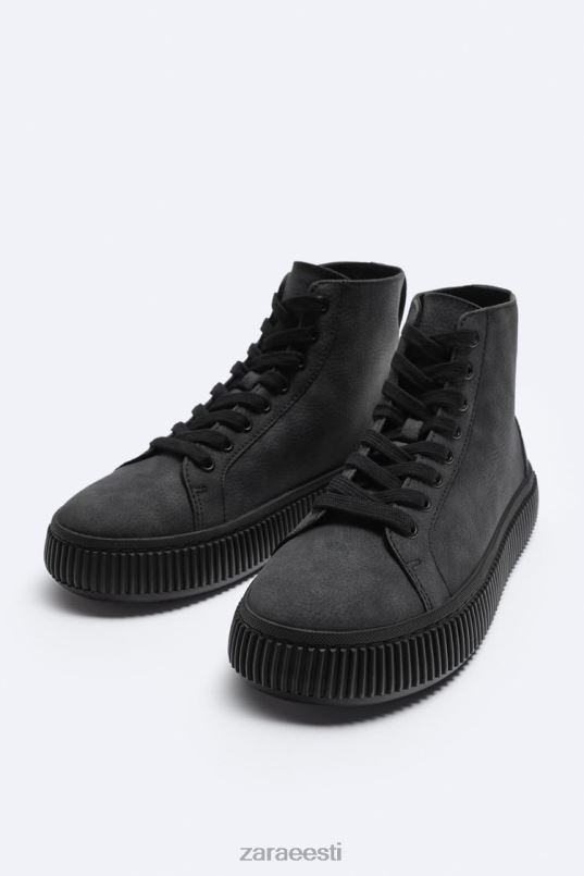 Zara triibulise tallaga kõrged tossud mehed must jalatsid 42F0H1257