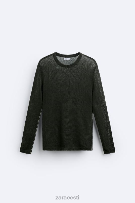 Zara avatud tekstuuriga kampsun mehed tume khaki Riietus 42F0H1037