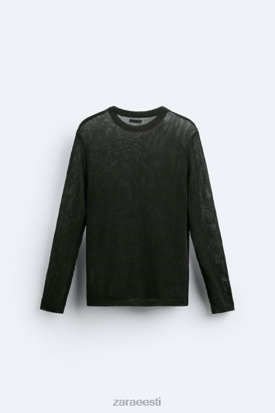 Zara avatud tekstuuriga kampsun mehed tume khaki Riietus 42F0H1037