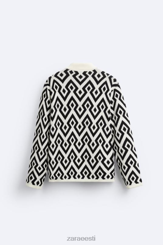 Zara geomeetriline žakaarkootud kardigan mehed ekru Riietus 42F0H1046