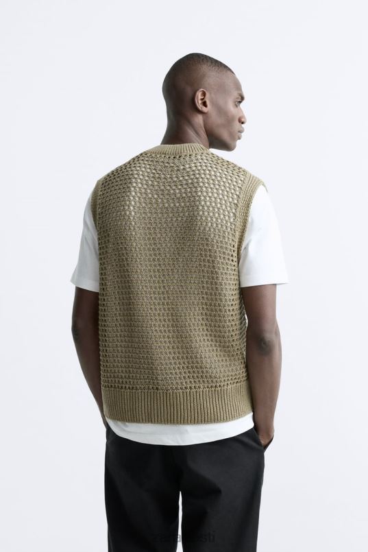 Zara heegeldatud kootud vest mehed pruun/teip Riietus 42F0H1033