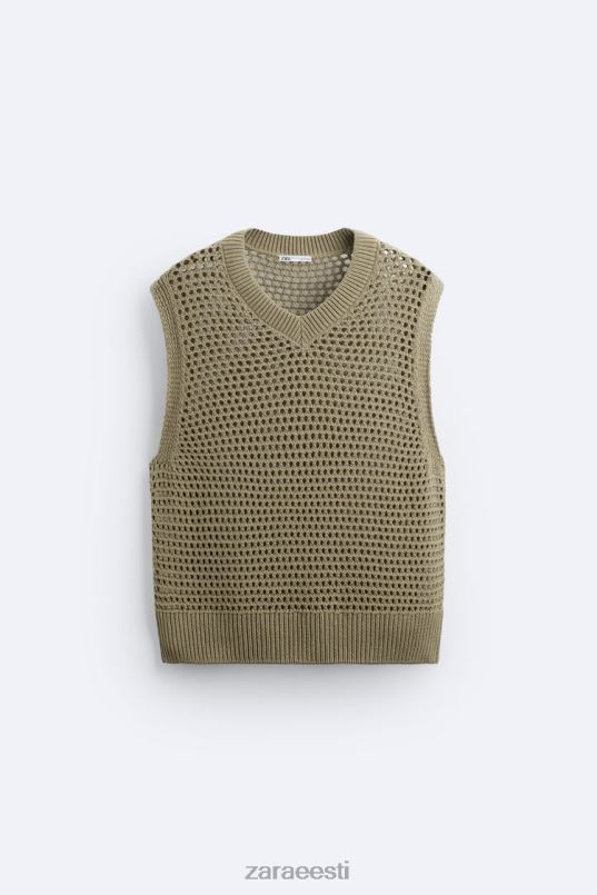 Zara heegeldatud kootud vest mehed pruun/teip Riietus 42F0H1033