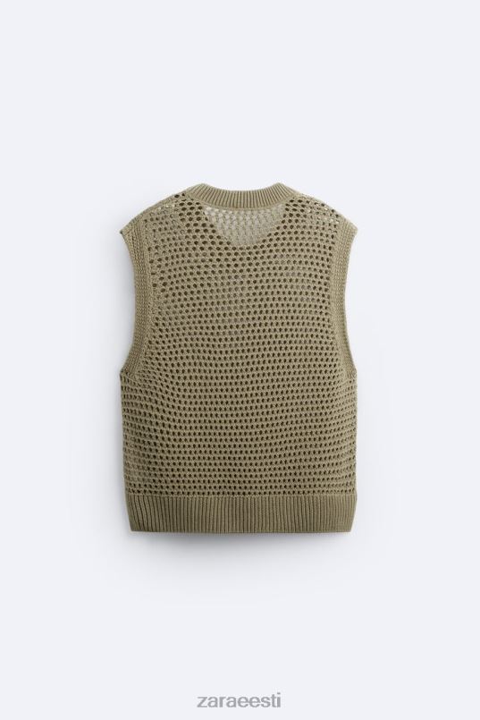 Zara heegeldatud kootud vest mehed pruun/teip Riietus 42F0H1033