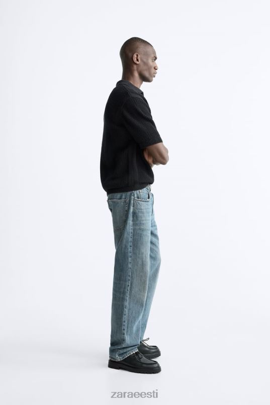 Zara heegeldatud kududa polo mehed must Riietus 42F0H1025