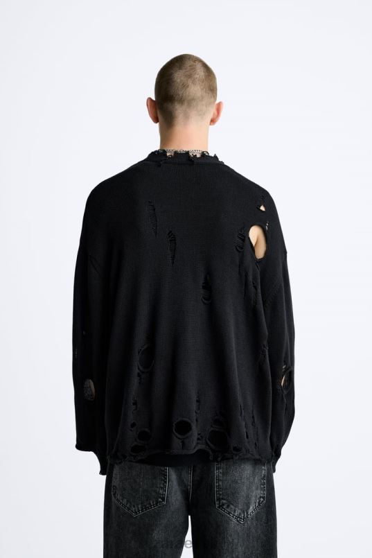 Zara rebenenud struktureeritud kardigan mehed must Riietus 42F0H1030