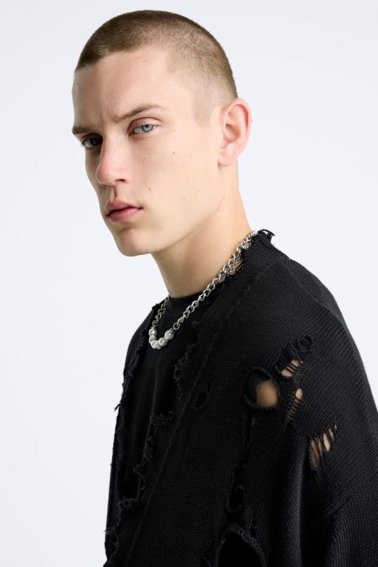 Zara rebenenud struktureeritud kardigan mehed must Riietus 42F0H1030