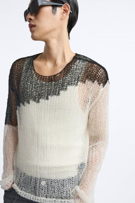 Zara struktureeritud tilkpistega kampsun mehed must Riietus 42F0H1036