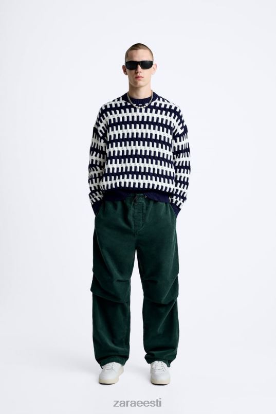 Zara tekstuuriga žakaarst kampsun mehed mereväe sinine Riietus 42F0H1028