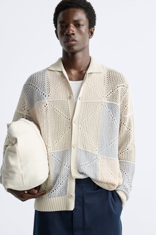 Zara tekstuuriga heegeldatud kardigan mehed kivi Riietus 42F0H1043