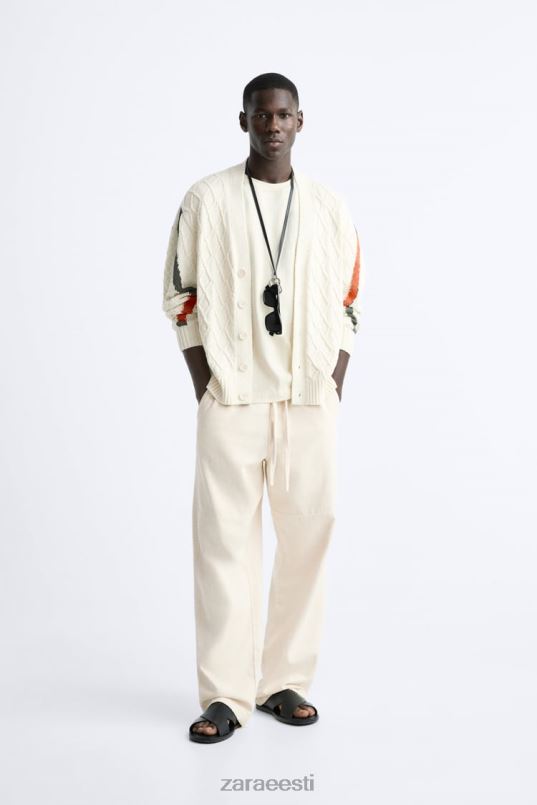 Zara tekstuuriga kootud kardigan mehed ekru Riietus 42F0H1042