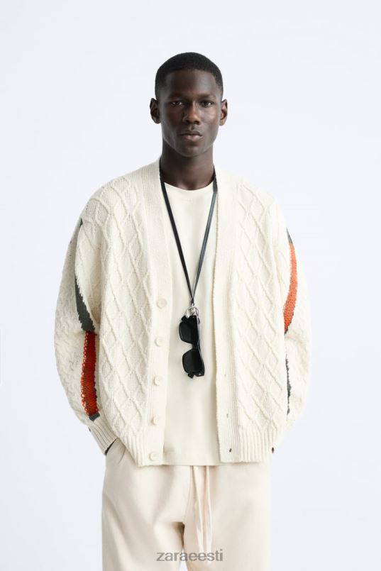 Zara tekstuuriga kootud kardigan mehed ekru Riietus 42F0H1042