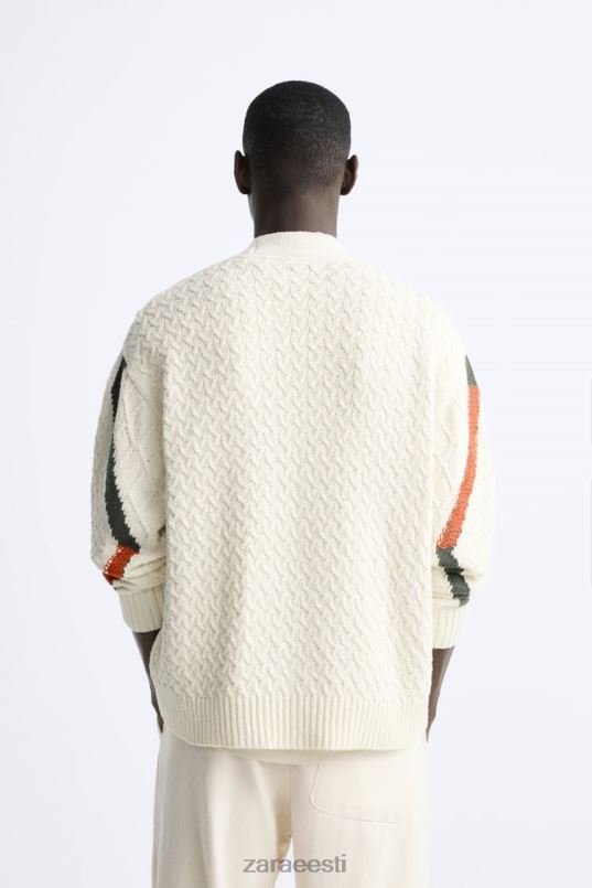 Zara tekstuuriga kootud kardigan mehed ekru Riietus 42F0H1042