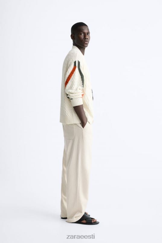 Zara tekstuuriga kootud kardigan mehed ekru Riietus 42F0H1042