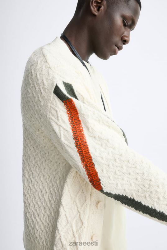 Zara tekstuuriga kootud kardigan mehed ekru Riietus 42F0H1042