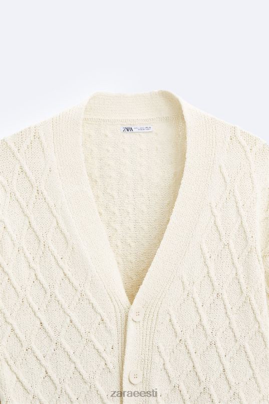 Zara tekstuuriga kootud kardigan mehed ekru Riietus 42F0H1042