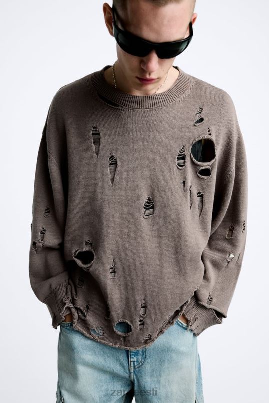 Zara tekstuuriga rebenenud kampsun mehed kivi Riietus 42F0H1029