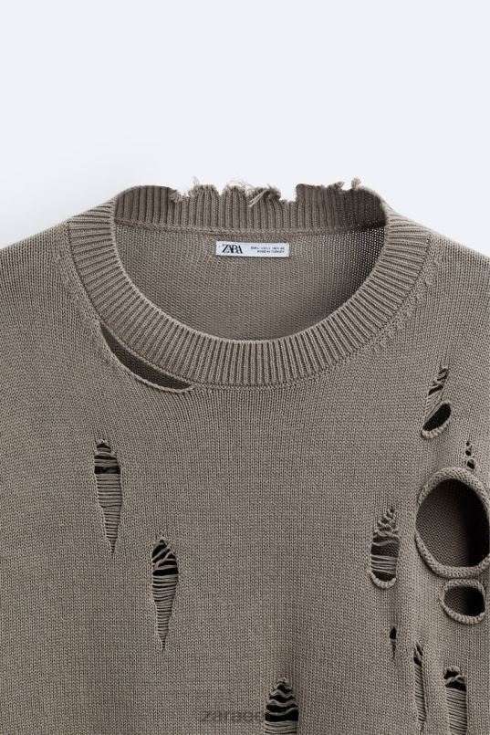 Zara tekstuuriga rebenenud kampsun mehed kivi Riietus 42F0H1029