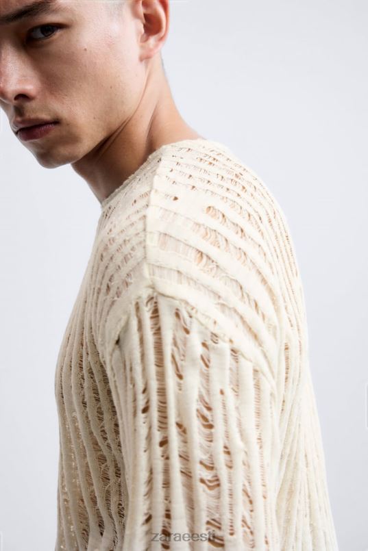 Zara tilkpistega top mehed ekru Riietus 42F0H1034