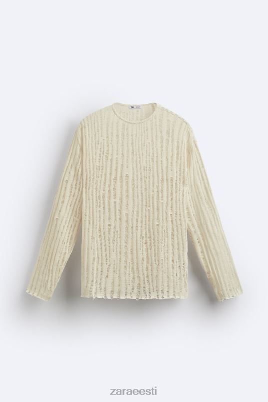 Zara tilkpistega top mehed ekru Riietus 42F0H1034