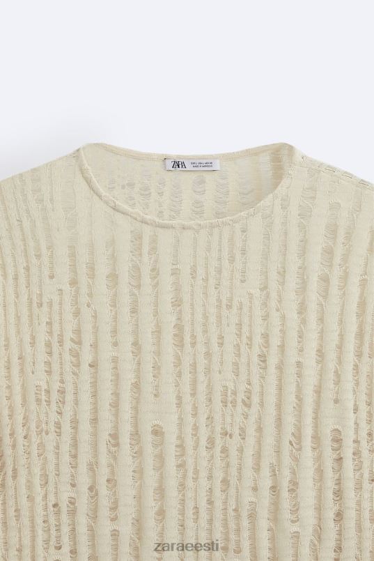 Zara tilkpistega top mehed ekru Riietus 42F0H1034