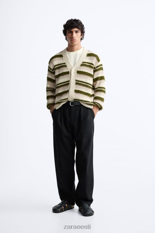 Zara triibuline žakaarkardin mehed roheline Riietus 42F0H1040