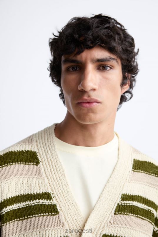 Zara triibuline žakaarkardin mehed roheline Riietus 42F0H1040