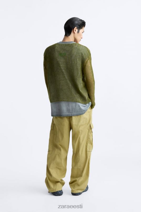 Zara võrk tekstuuriga kampsun mehed roheline Riietus 42F0H1035