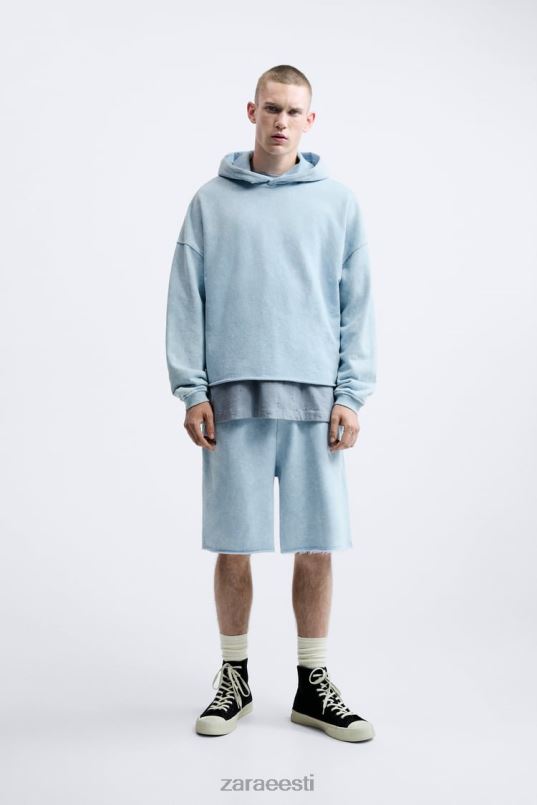 Zara pestud jooksupüksid mehed sinine/valge Riietus 42F0H1084