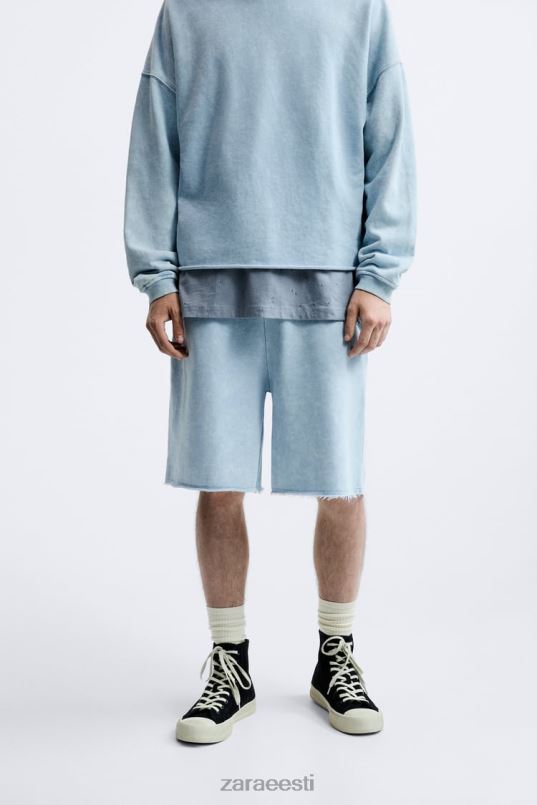 Zara pestud jooksupüksid mehed sinine/valge Riietus 42F0H1084