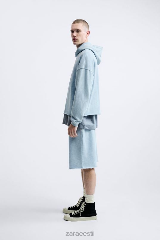 Zara pestud jooksupüksid mehed sinine/valge Riietus 42F0H1084