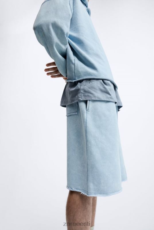 Zara pestud jooksupüksid mehed sinine/valge Riietus 42F0H1084