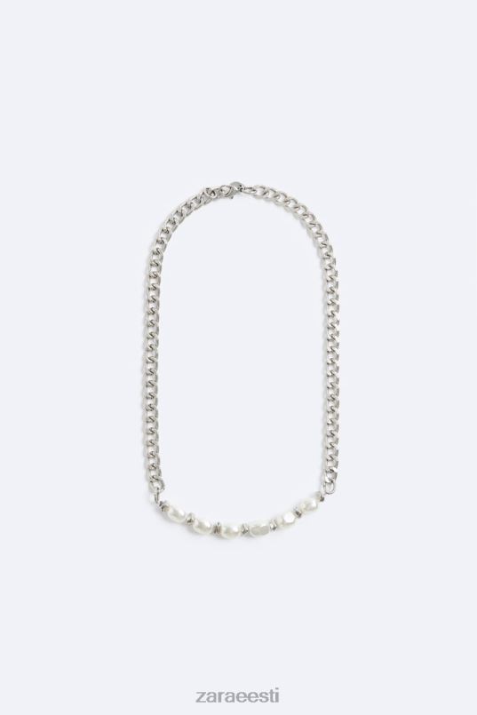 Zara segatud pärlikett mehed hõbedane tarvikud 42F0H1493