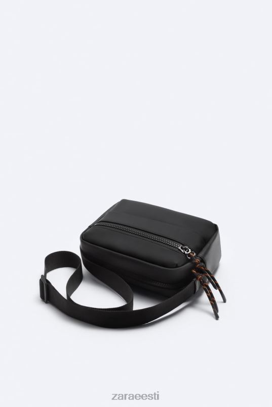 Zara kummeeritud crossbody kott mehed must tarvikud 42F0H1333