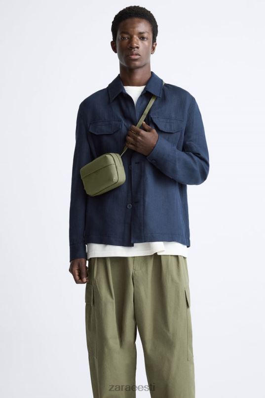 Zara kummeeritud mini crossbody klapiga kott mehed roheline tarvikud 42F0H1305