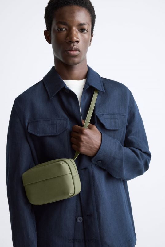Zara kummeeritud mini crossbody klapiga kott mehed roheline tarvikud 42F0H1305