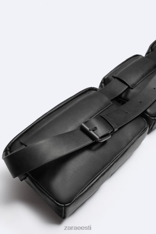 Zara mitme taskuga crossbody kott mehed must tarvikud 42F0H1308