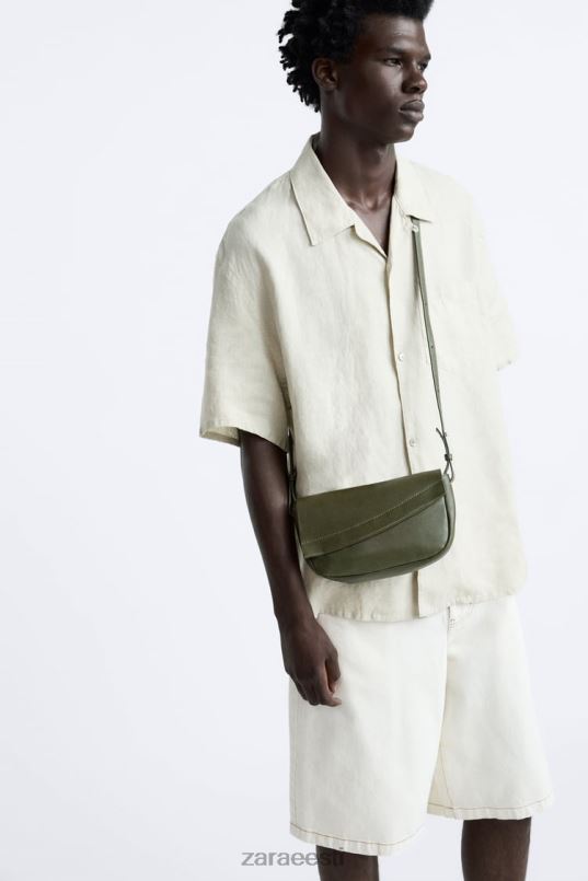 Zara nahast crossbody kott mehed roheline tarvikud 42F0H1330
