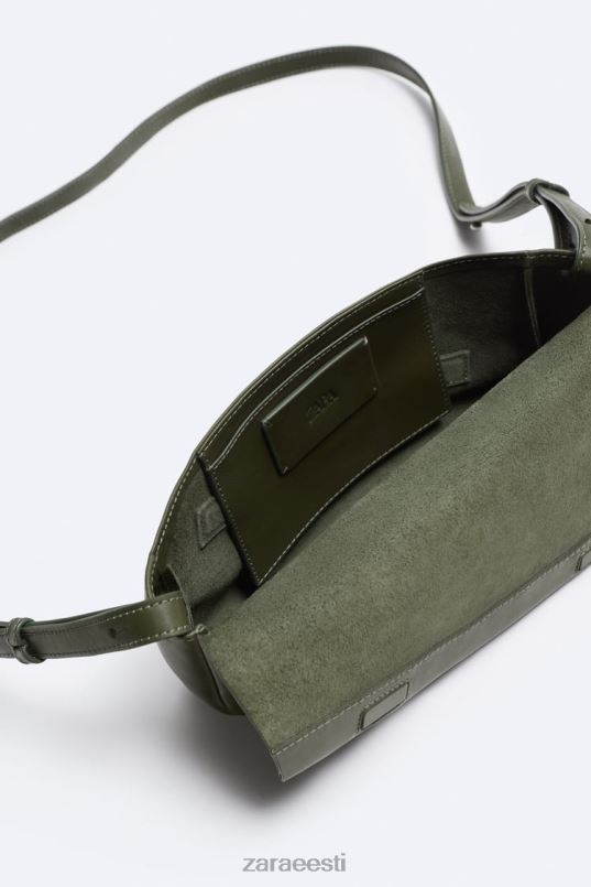 Zara nahast crossbody kott mehed roheline tarvikud 42F0H1330