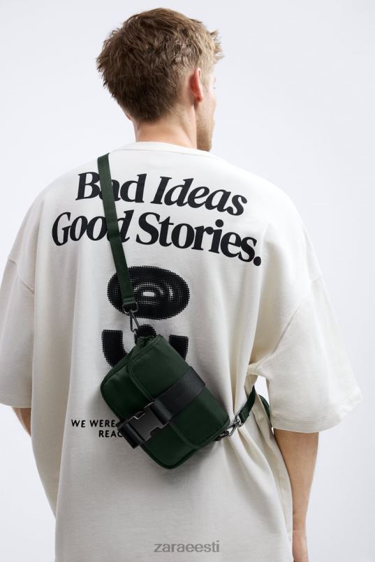 Zara nailonist mini crossbody kott mündikotiga mehed roheline tarvikud 42F0H1346