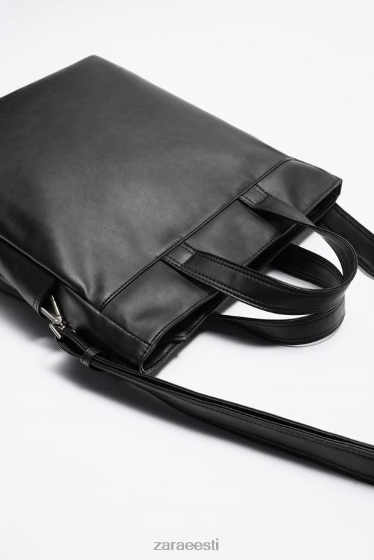 Zara pehme topelttaskuga kandekott mehed must tarvikud 42F0H1336