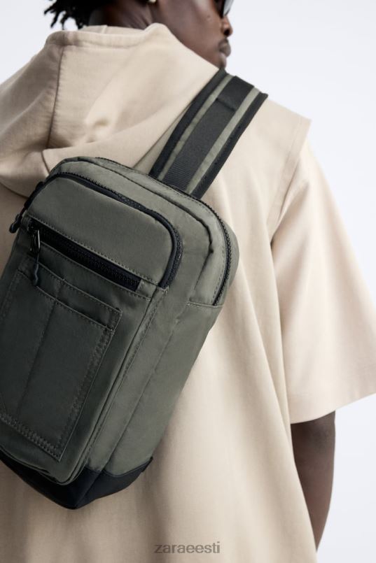 Zara tehniline crossbody kott mehed khaki roheline tarvikud 42F0H1285