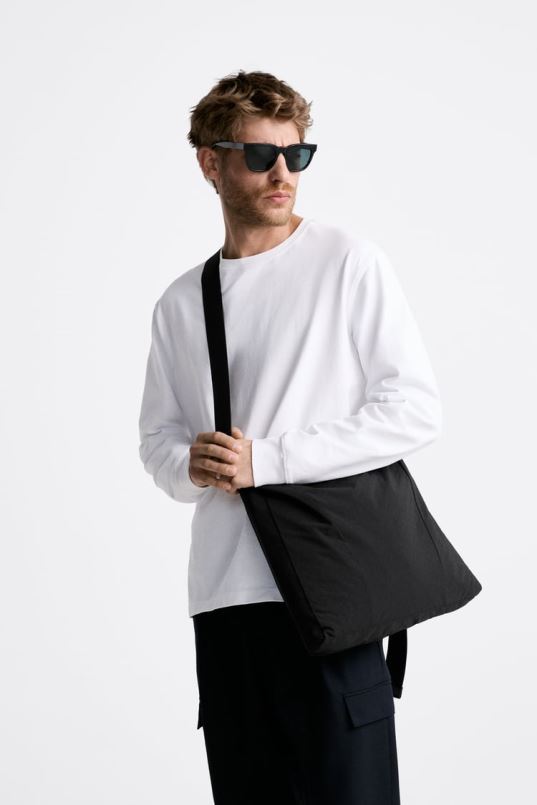 Zara xl pehme crossbody kott mehed must tarvikud 42F0H1292