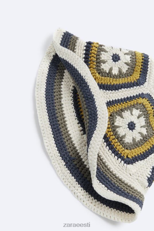 Zara heegeldatud ruudukujuline müts mehed ekru tarvikud 42F0H1441