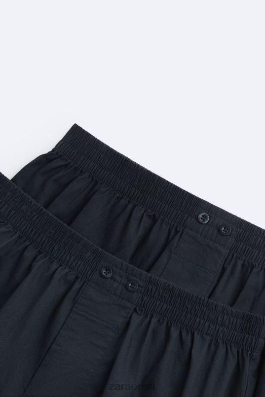 Zara 2 pakki triibulisi popliiniboksereid mehed mereväe sinine tarvikud 42F0H1413