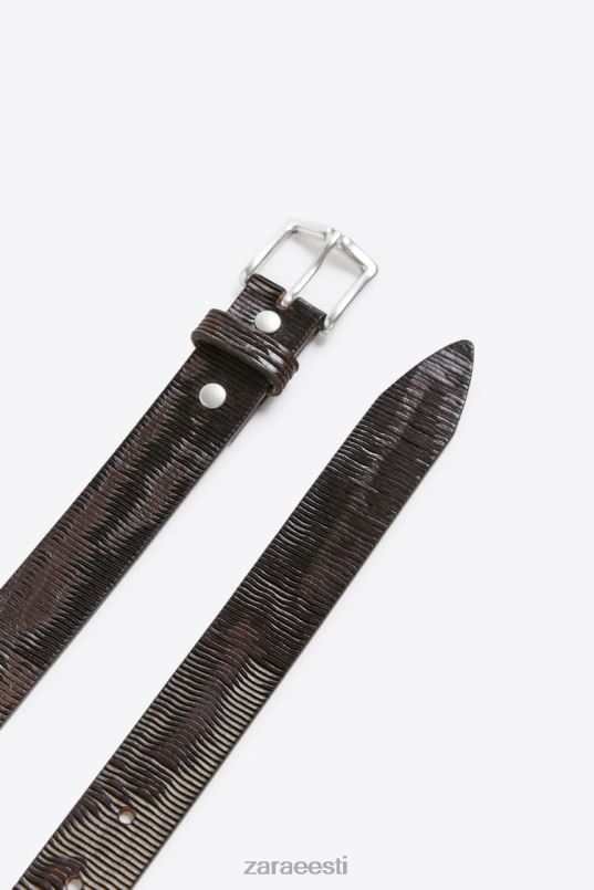 Zara tekstureeritud nahast vöö mehed tumepruun tarvikud 42F0H1469