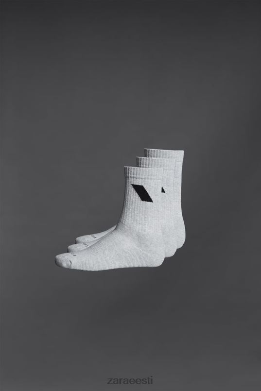 Zara 3 komplekti spordisokid mehed hall mergel tarvikud 42F0H1409