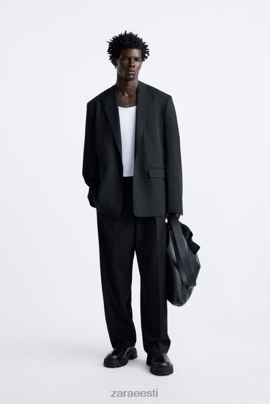 Zara ebakorrapärase viimistlusega bleiser mehed must Riietus 42F0H1160